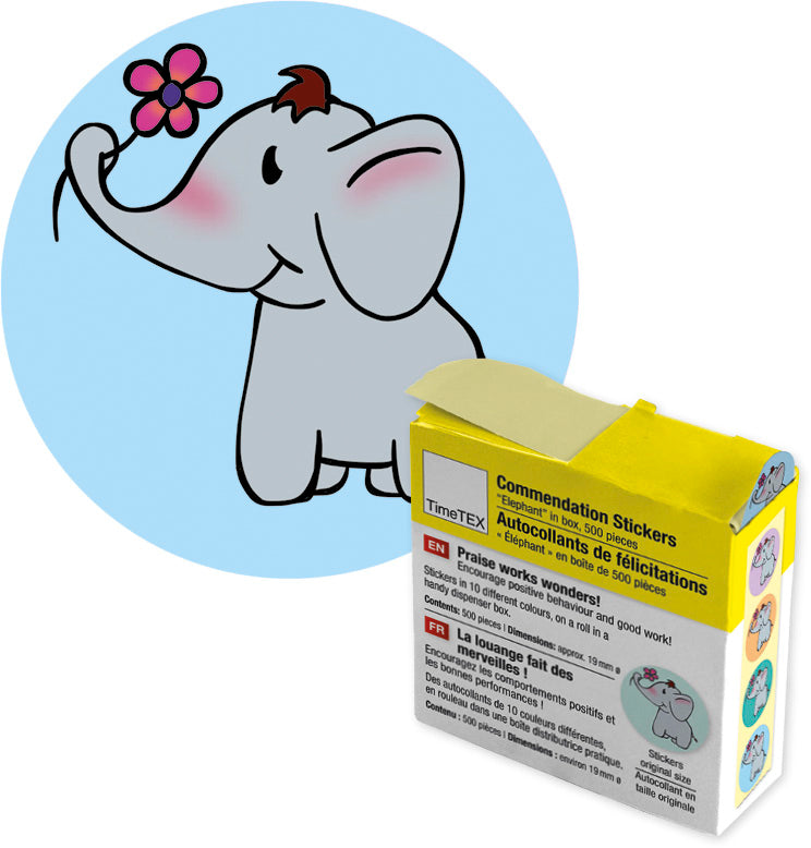 Timetex Belobigungs-Aufkleber – Elefant, 500 Stück