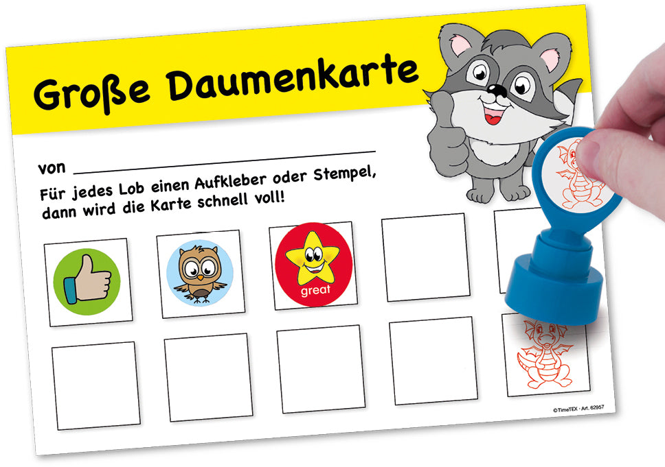 Timetex Belohnungskarten – Grosse Daumenkarte, 25 Stück, Platz für je 10 Sticker