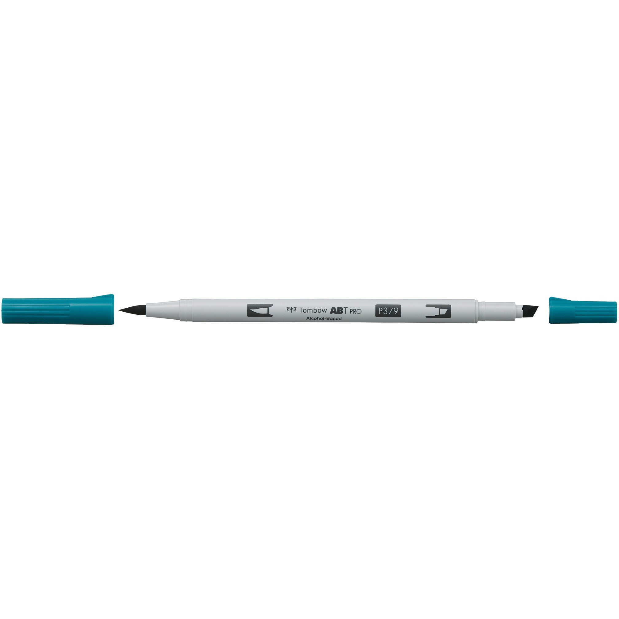 Tombow ABT PRO ABTP-379 Brush Pen, Doppelspitze – Pinsel + Keilspitze, 0,5–5,5 mm, alkoholbasiert, Jadegrün
