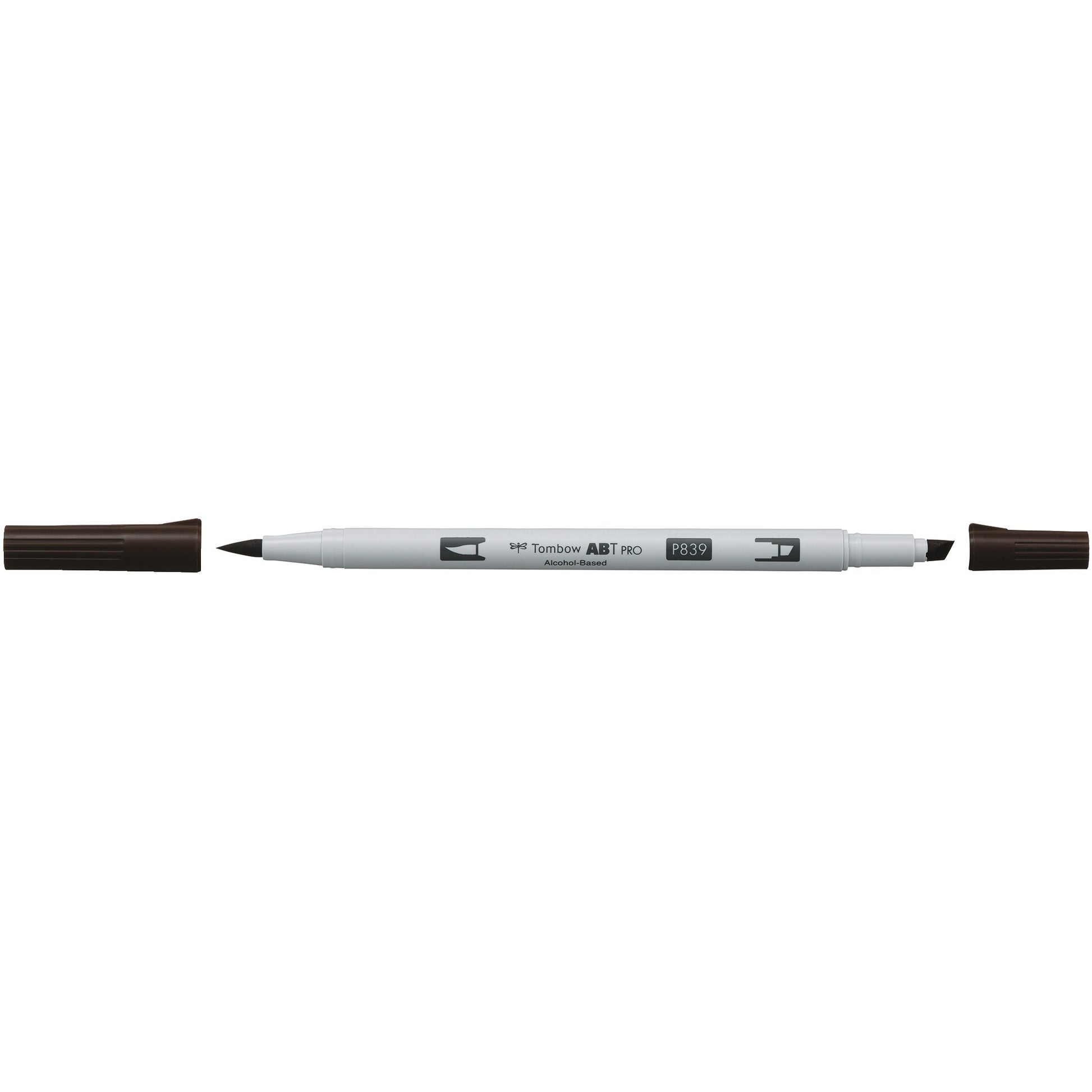 Tombow ABT PRO 839 Permanentmarker – Doppeltspitze (Pinsel- und Keilspitze) 0,5–5,5 mm – espresso