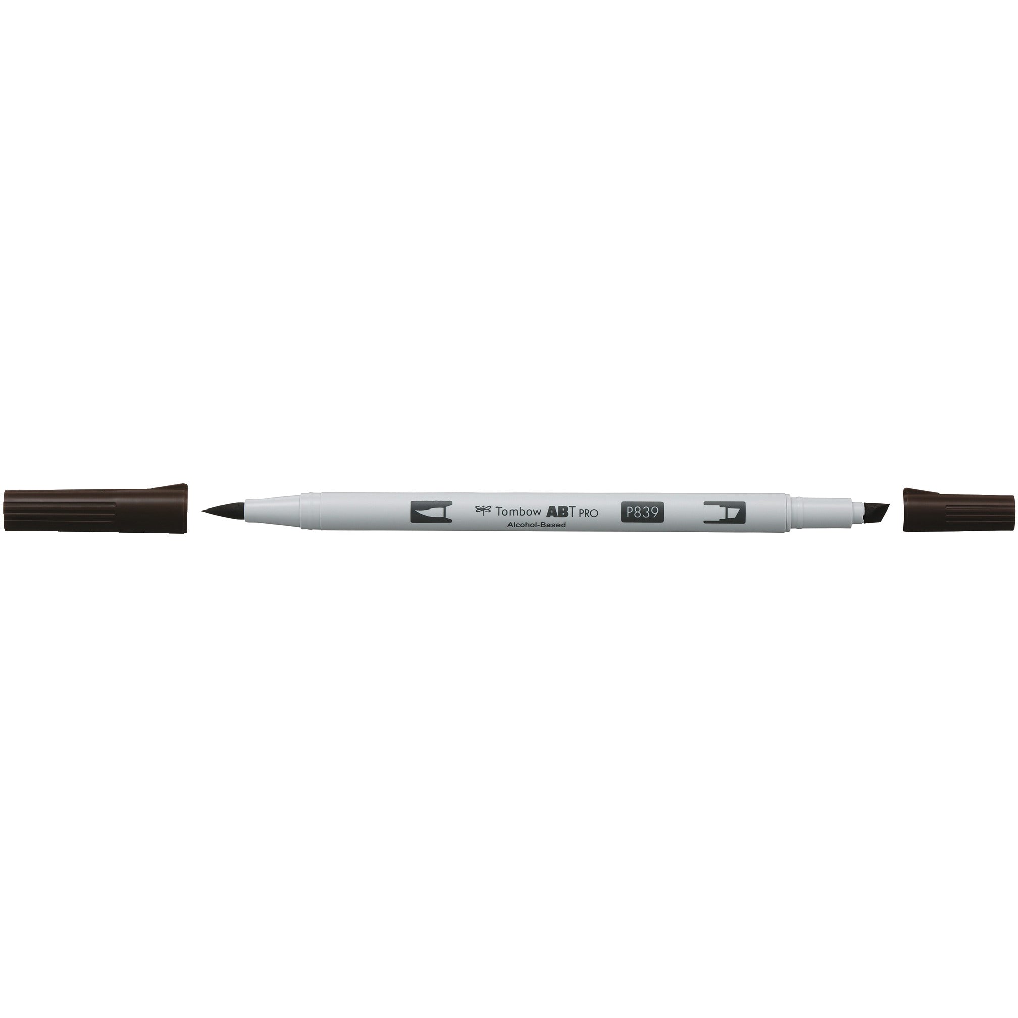 Tombow ABT PRO 839 Permanentmarker – Doppeltspitze (Pinsel- und Keilspitze) 0,5–5,5 mm – espresso