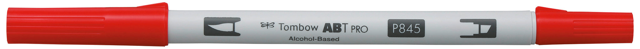 Tombow ABT PRO Brush Pen, Doppelspitze – Pinsel- und Keilspitze, 5,5 mm, alkoholbasiert, Karminrot