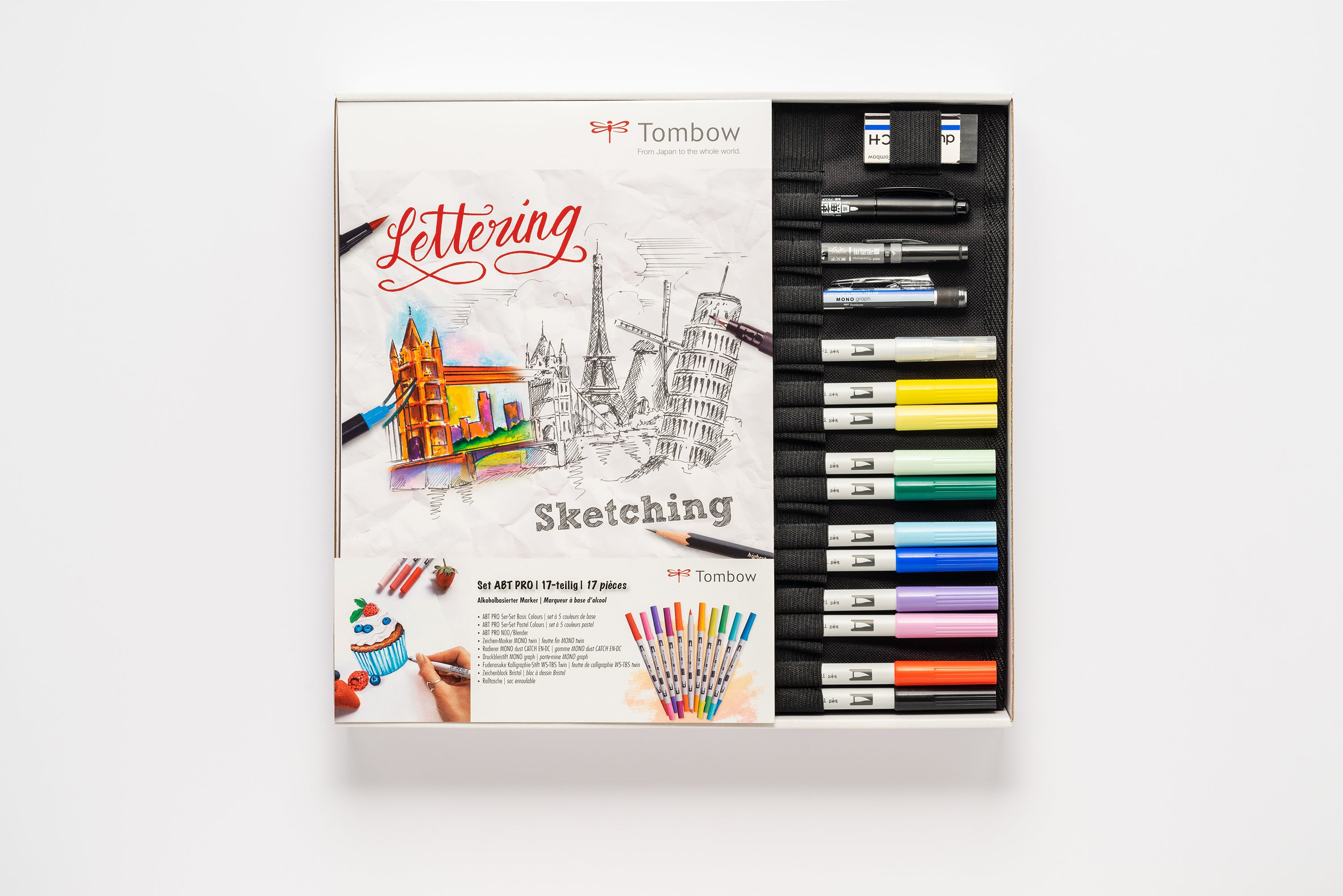 Tombow ABT PRO Outline-/Kreativmarker – Doppeltspitze – Mehrfarbig, 17er-Set