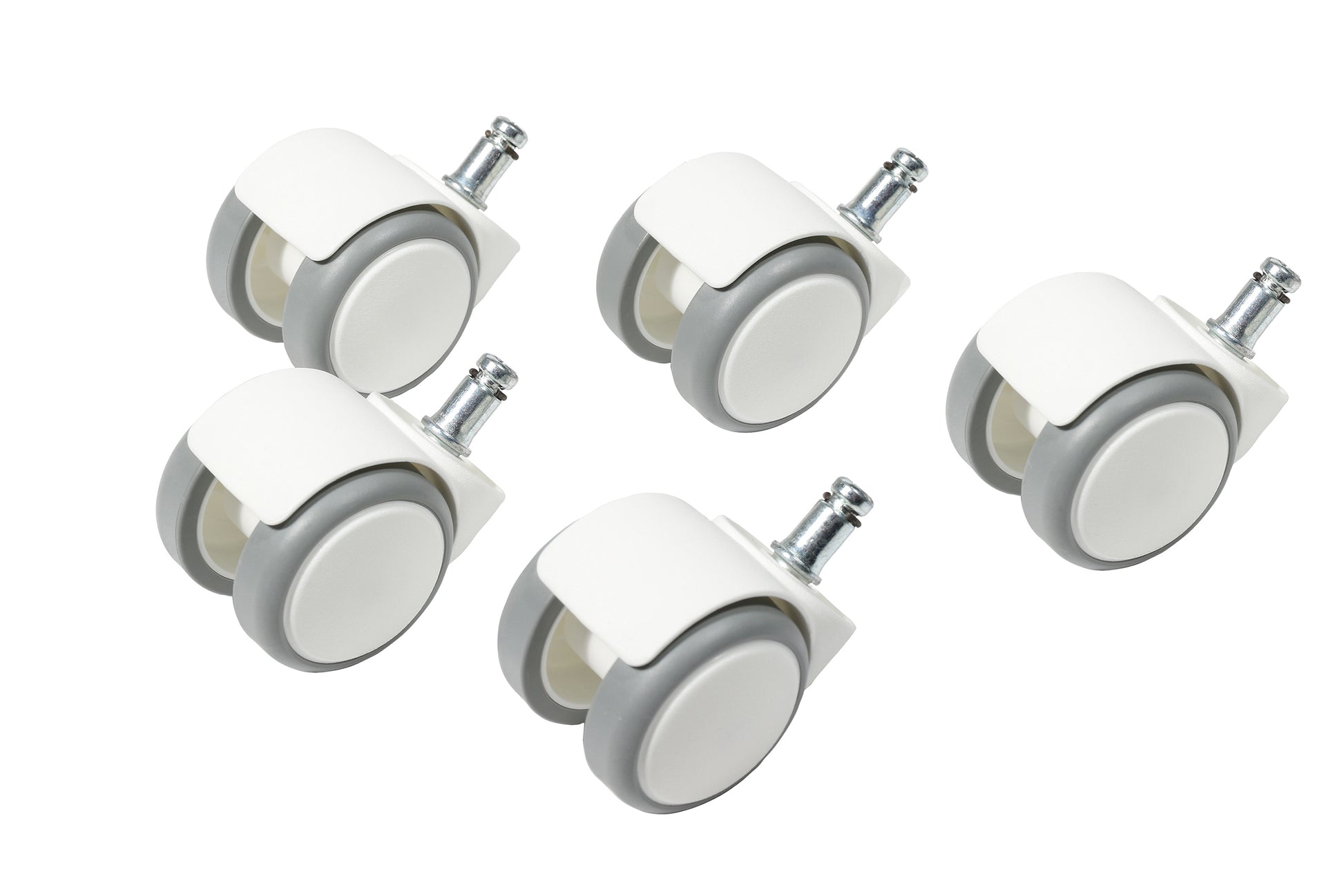Topstar 6991W Stuhlrollen-Set – für harte Böden, Weiss/Grau, 5er-Set