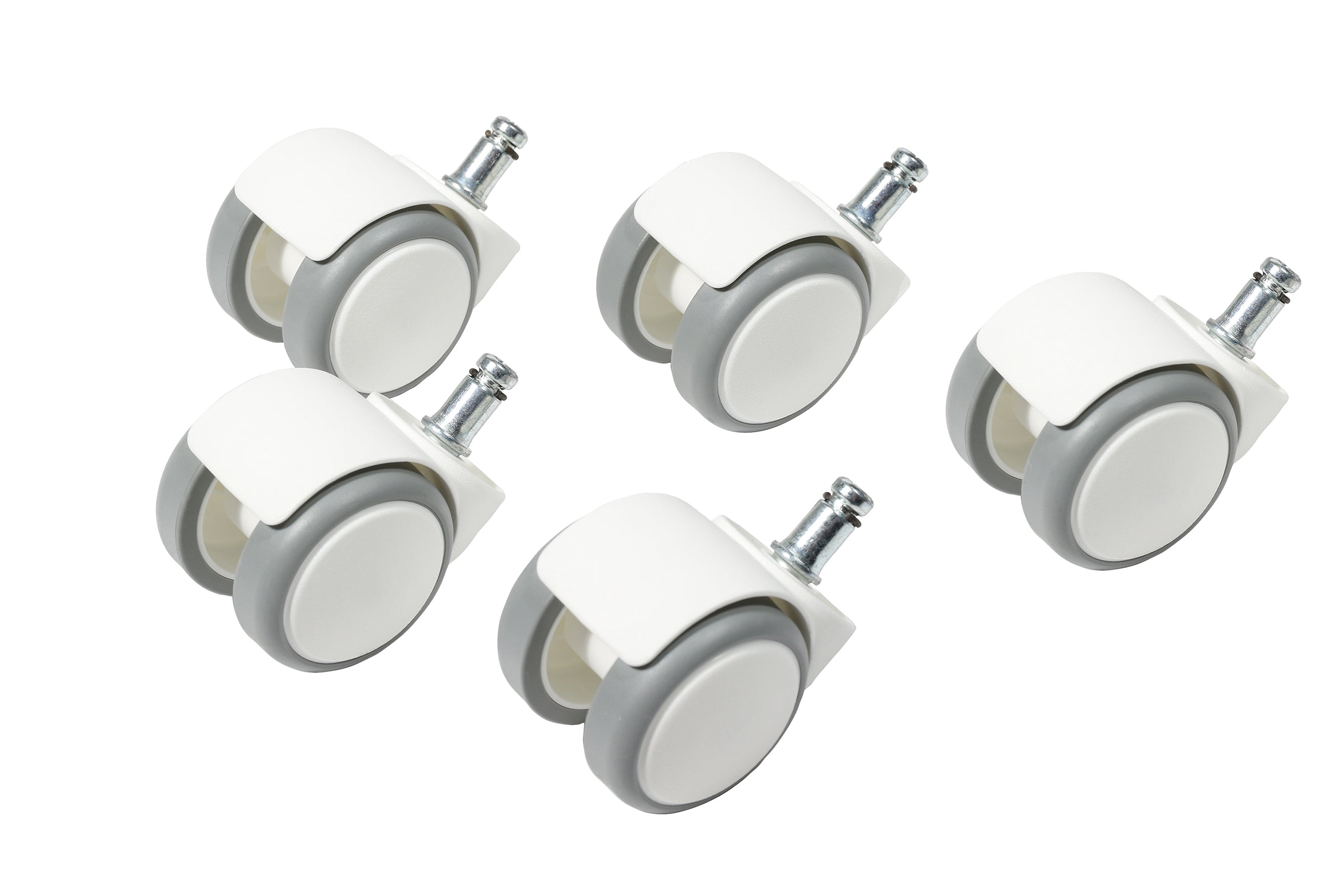 Topstar 6991W Stuhlrollen-Set – für harte Böden, Weiss/Grau, 5er-Set