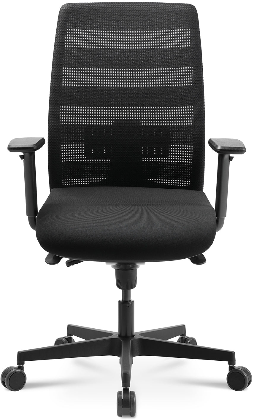 Topstar ALPHA AP30WTW2 Bürostuhl – Schwarz, 2D-Armlehnen, mit Lordosenstütze