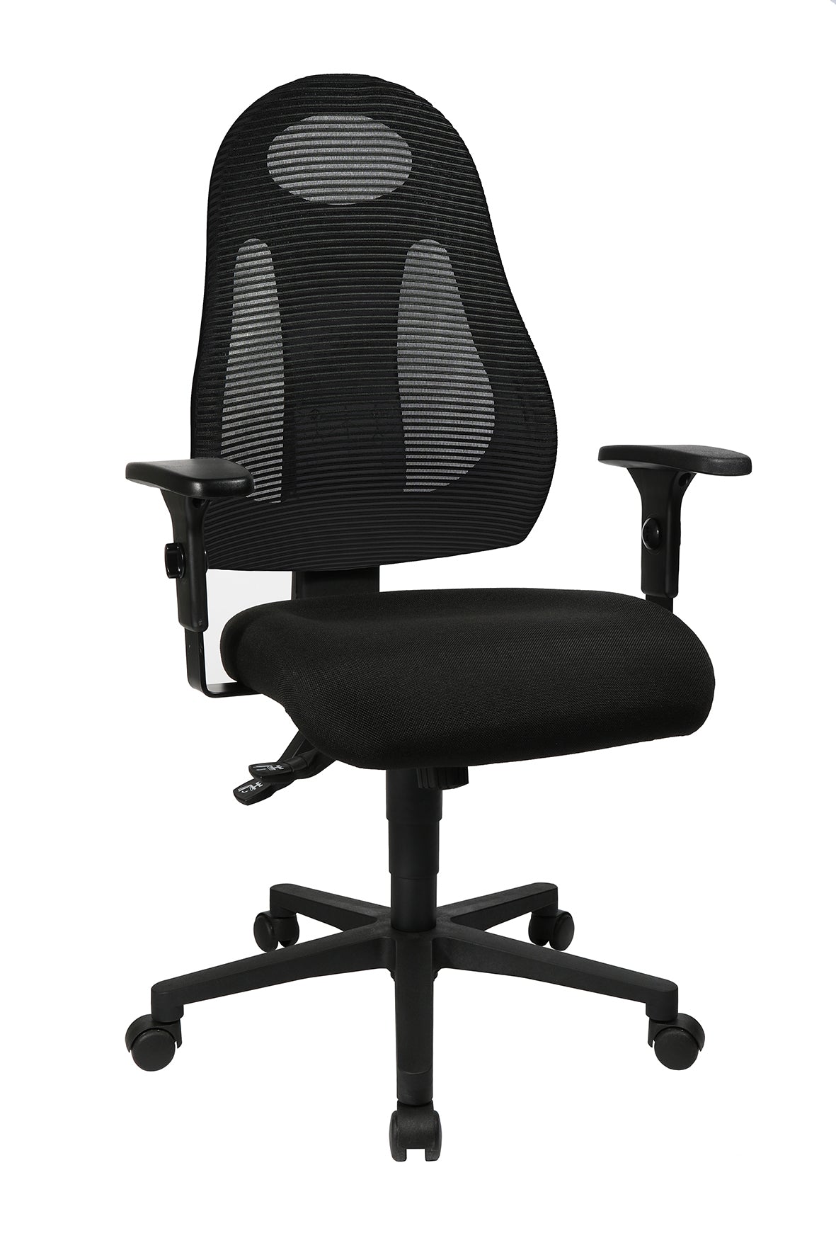 Topstar Free Art FR10LG200 Bürostuhl – Netzrücken – Schwarz, 1D-Armlehnen