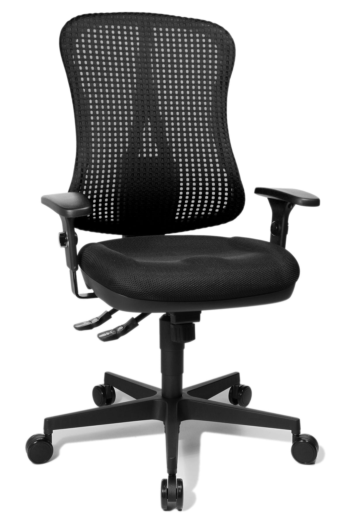 Topstar Network PS HE20P BC0 Bürostuhl – Netzrücken – Schwarz, 1D-Armlehnen, mit Lordosenstütze