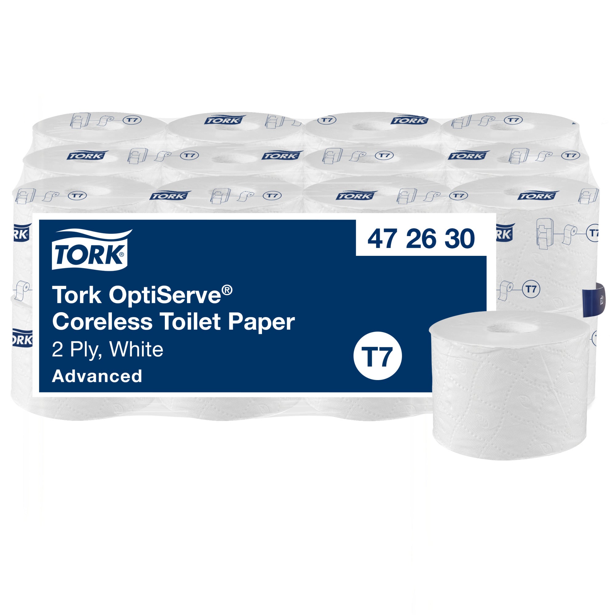 Tork OptiServe Toilettenpapier System – 2-lagig, 820 Blatt/Rolle – für Tork T7 – 24 Rollen