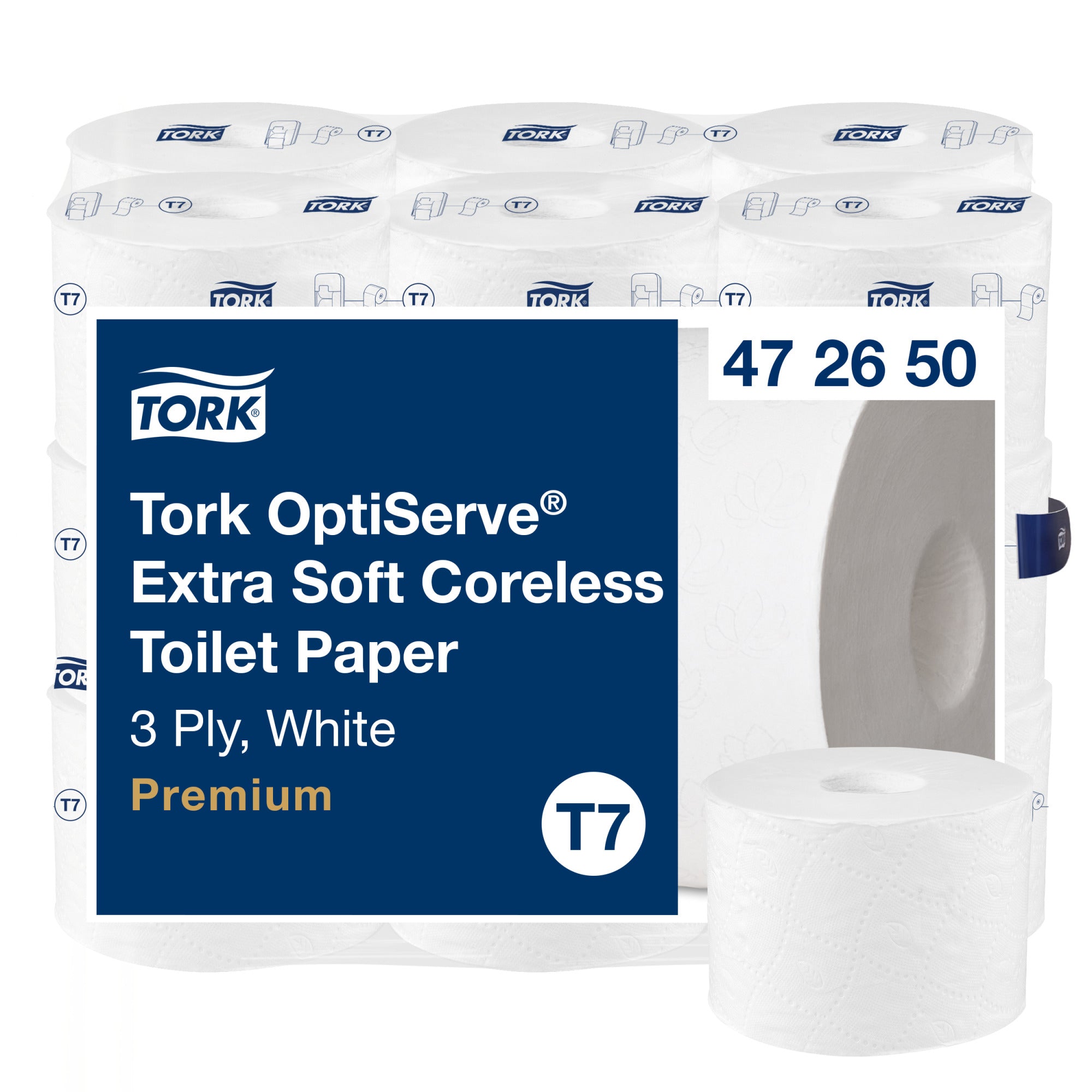 Tork OptiServe Toilettenpapier T7 – 3-lagig, 550 Blatt/Rolle – für Tork T7 – 18 Rollen