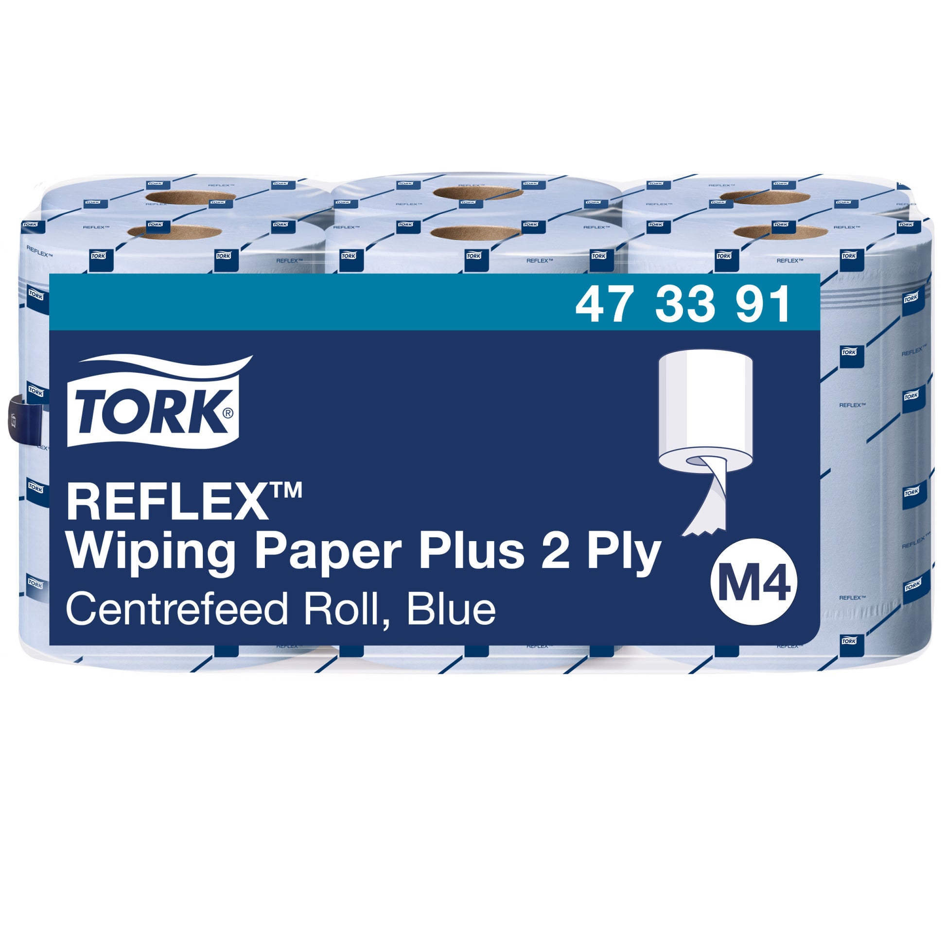 Tork Papierwischtücher Reflex 473391 – 2-lagig – 150 m – blau – 6 Rollen – für M4