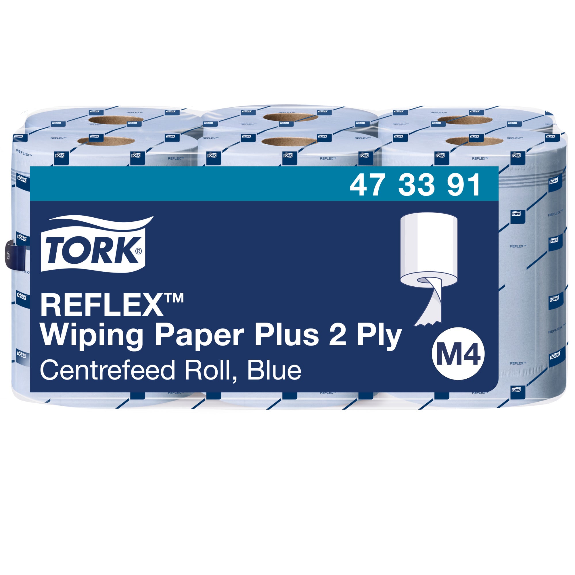 Tork Papierwischtücher Reflex 473391 – 2-lagig – 150 m – blau – 6 Rollen – für M4