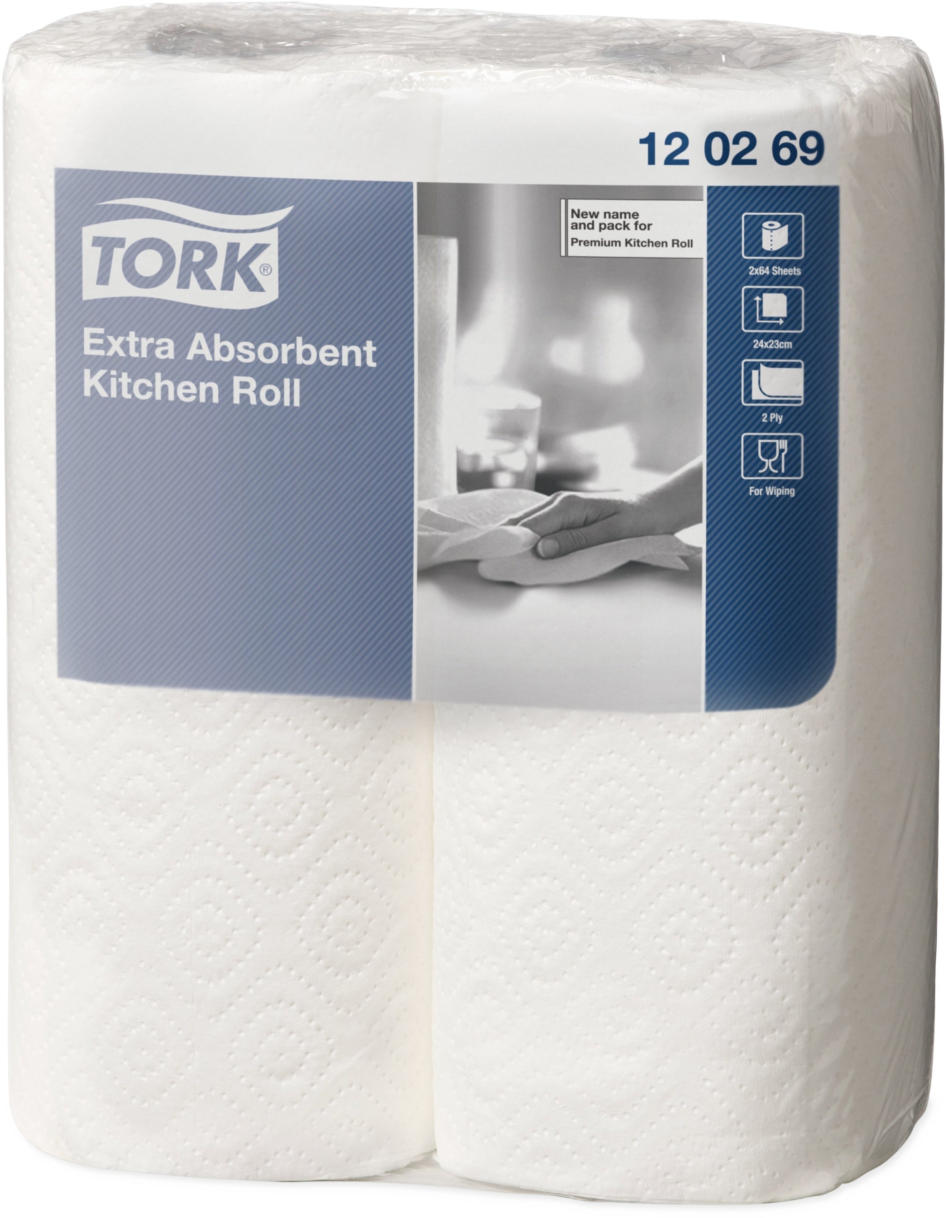 Tork Küchenrolle 120269 – 2-lagig – 19,5 × 23,5 cm – weiss – 2 Rollen