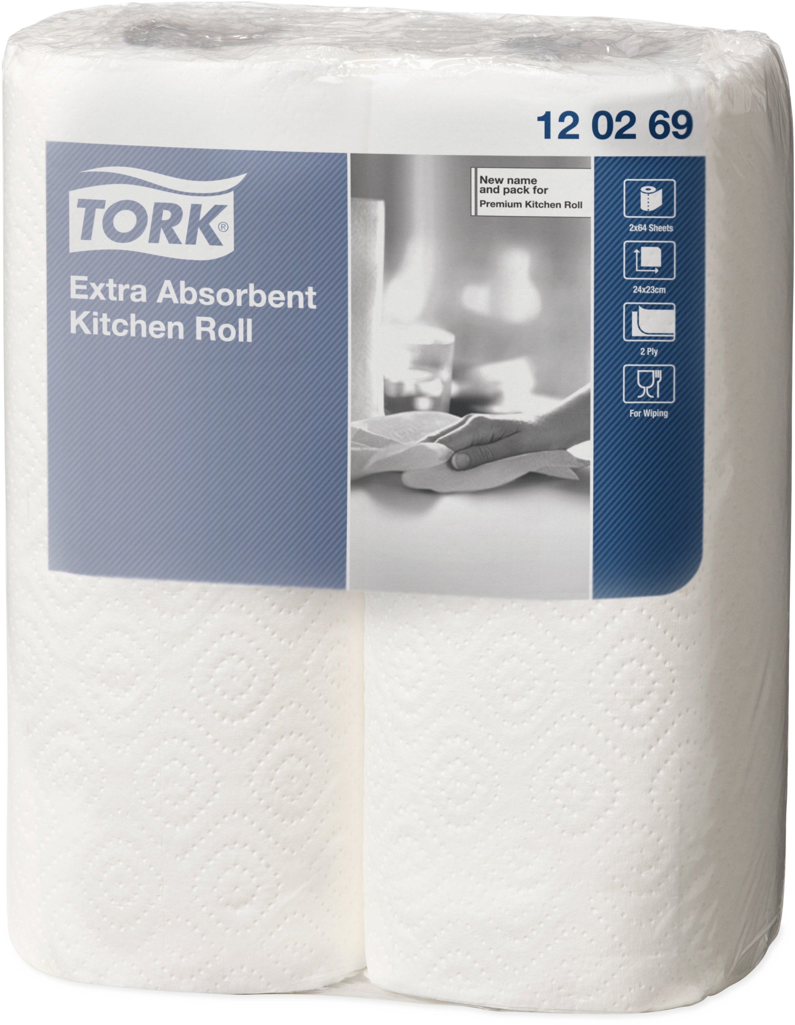 Tork Küchenrolle 120269 – 2-lagig – 19,5 × 23,5 cm – weiss – 2 Rollen