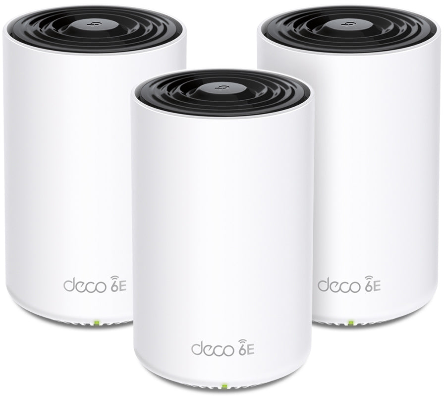 TP-Link Deco XE753 Mesh-Set (3er) – Wi-Fi 6E (AXE5400), Tri-Band (2,4/5/6 GHz), bis 5,4 Gbit/s, je 3× LAN