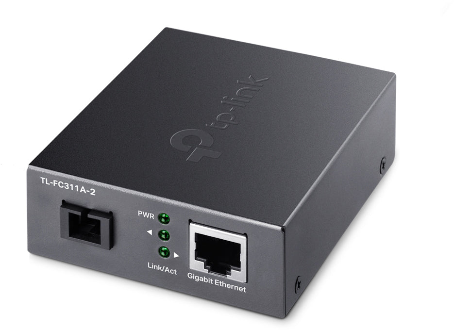 TP-Link FC311B-2 Medienkonverter SC zu RJ-45 – Gigabit (1 Gbit/s), Singlemode, bis 2 km, 1× RJ-45, 1× SC, WDM