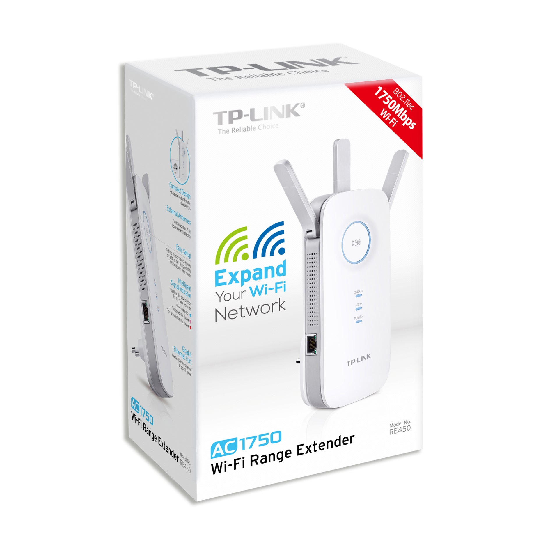 TP-Link RE450 – Access Point – Wi‑Fi 5 (2,4/5 GHz), 1,8 Gbit/s, GbE