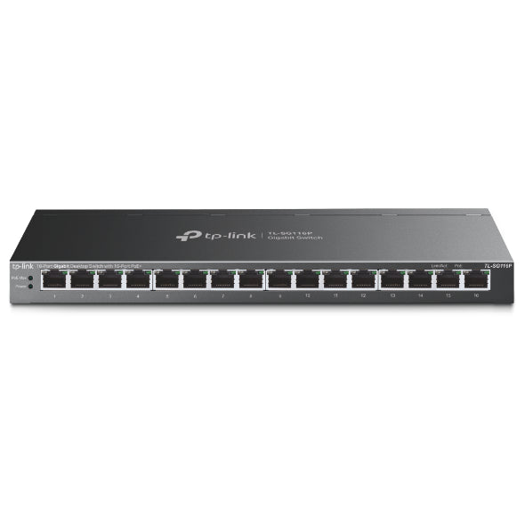 TP-Link TL-SG116P – 16-Port Gigabit Switch, Unmanaged, PoE, 16x RJ-45 (1G), 32 Gbit/s