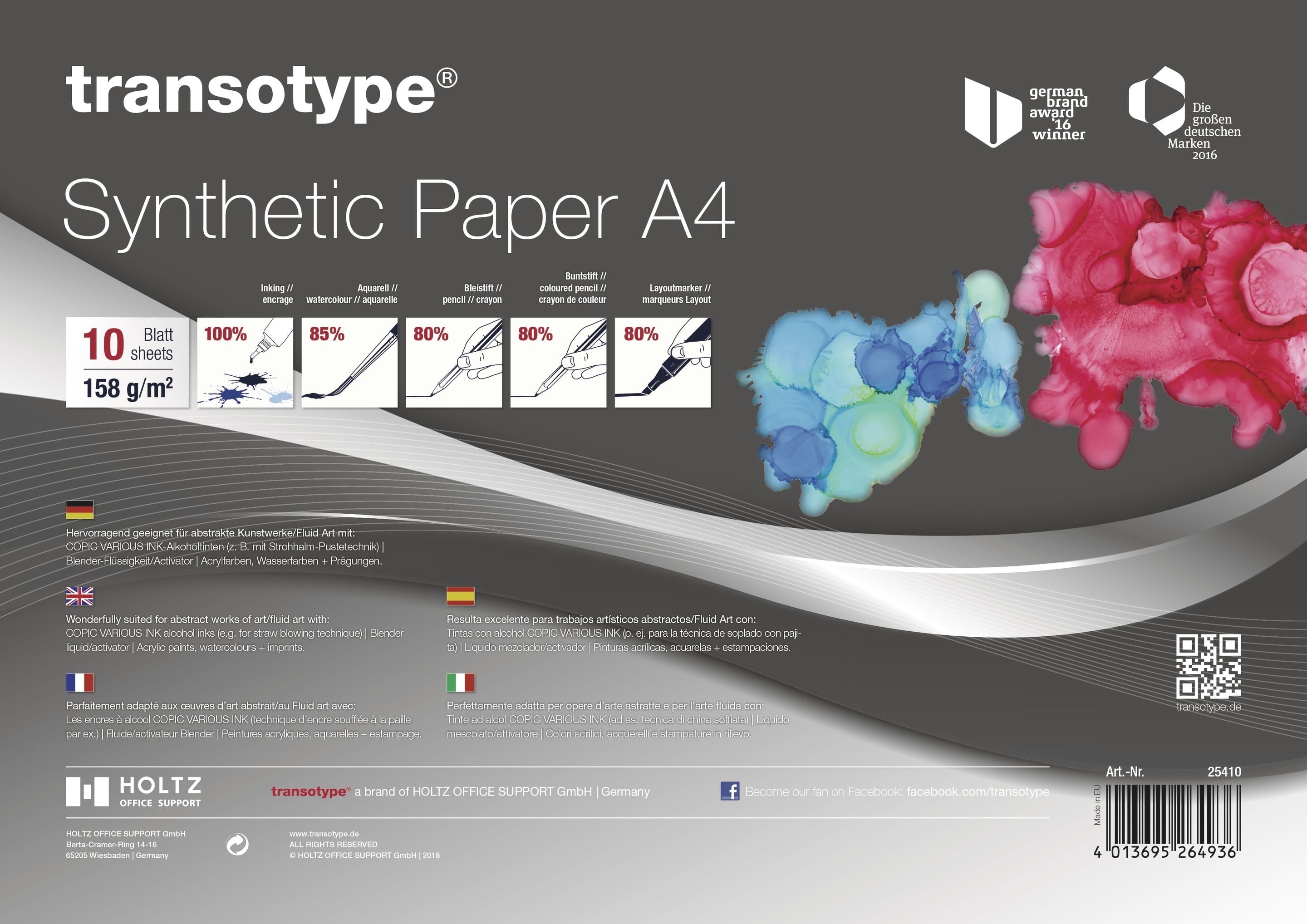 Transotype Zeichenpapier – A4 – 158 g/m² – 10 Blatt – Weiss