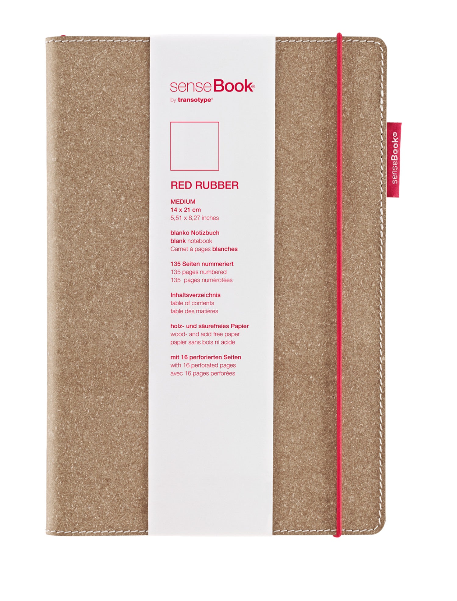 Transotype Notizbuch – 194 × 214 mm – 80 g/m² – gebunden, durchnummerierte Seiten, Stiftschlaufe, beige