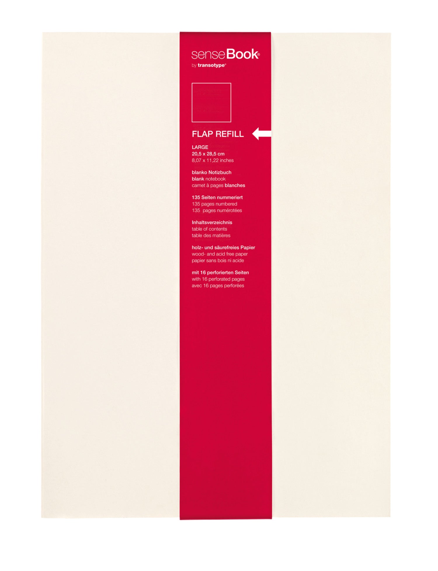 Transotype Ersatzzettel – A4 – Fadenheftung, Mikroperforiert, Papierlineal, Inhaltsverzeichnis, Beige