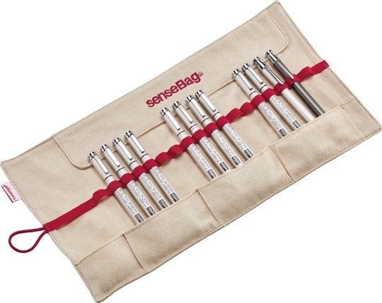 Transotype senseBag – Stifterolle, Leinen, Beige, 18 Stifteschlaufen, 8 × 3,4 × 20,1 cm