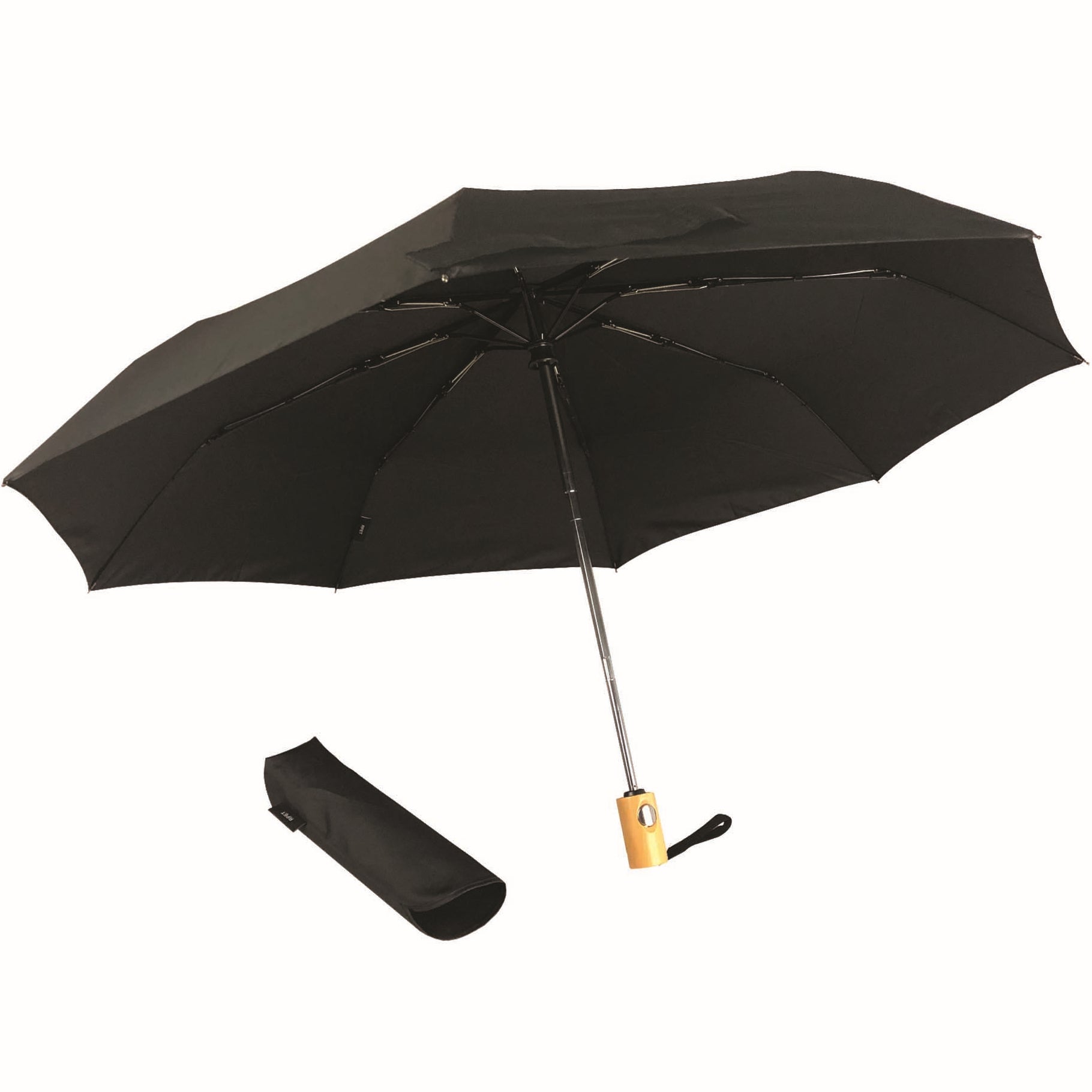 Treeck Taschenschirm 4855.11 – Automatik – Schwarz – Windfest, mit recycelten Anteilen