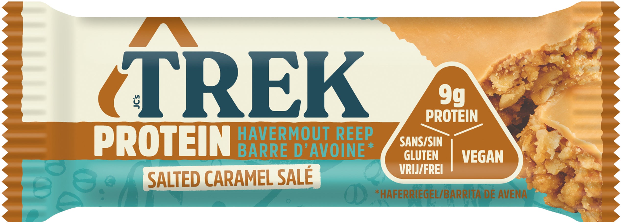 Trek Protein-Haferriegel – Salted Caramel, vegan – 16 × 55,6 g