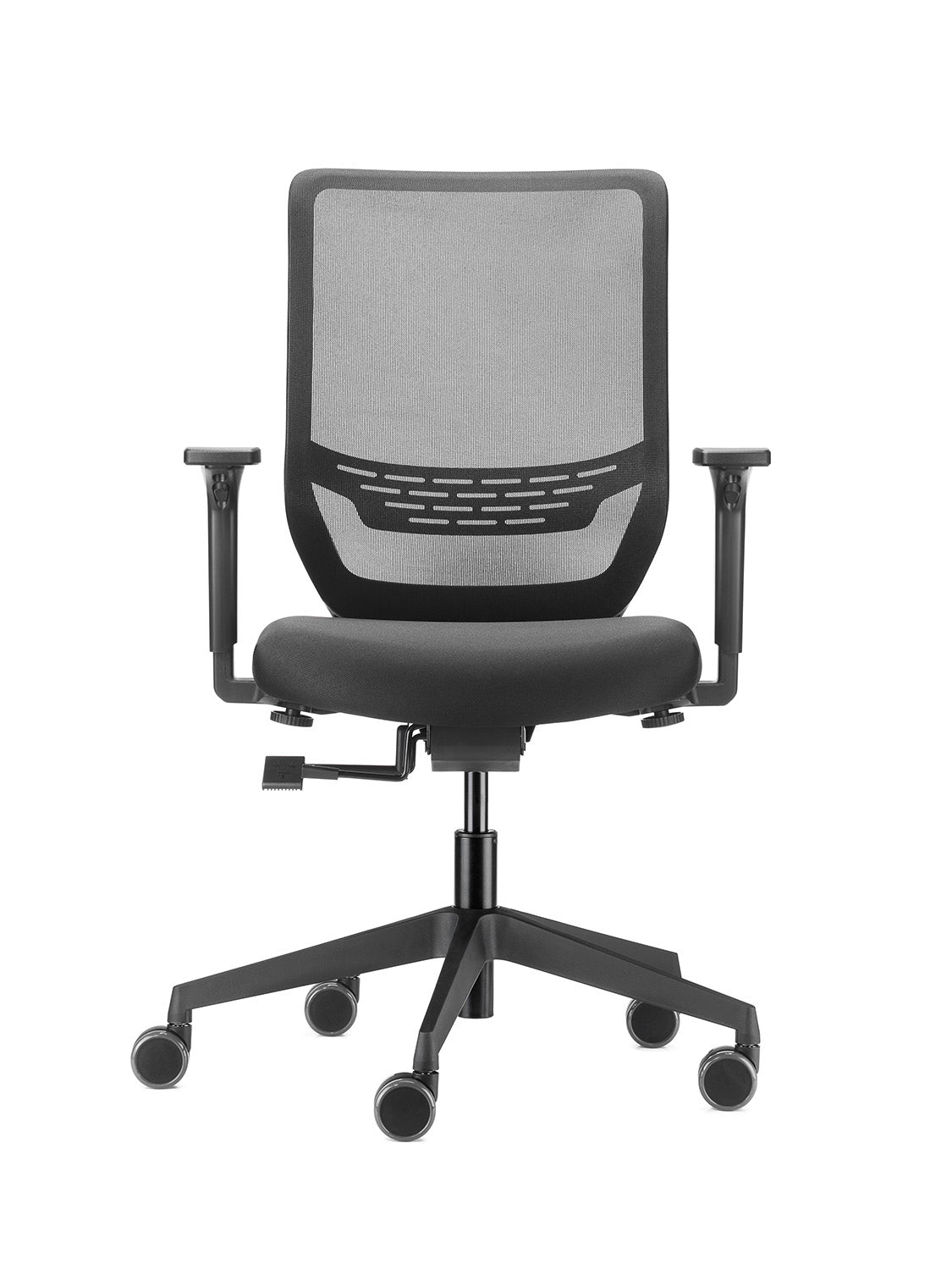 Trendoffice TO-SYNC II 9242_AY Bürostuhl – Netzrücken – Schwarz, 2D-Armlehnen, verstellbare Lendenstütze