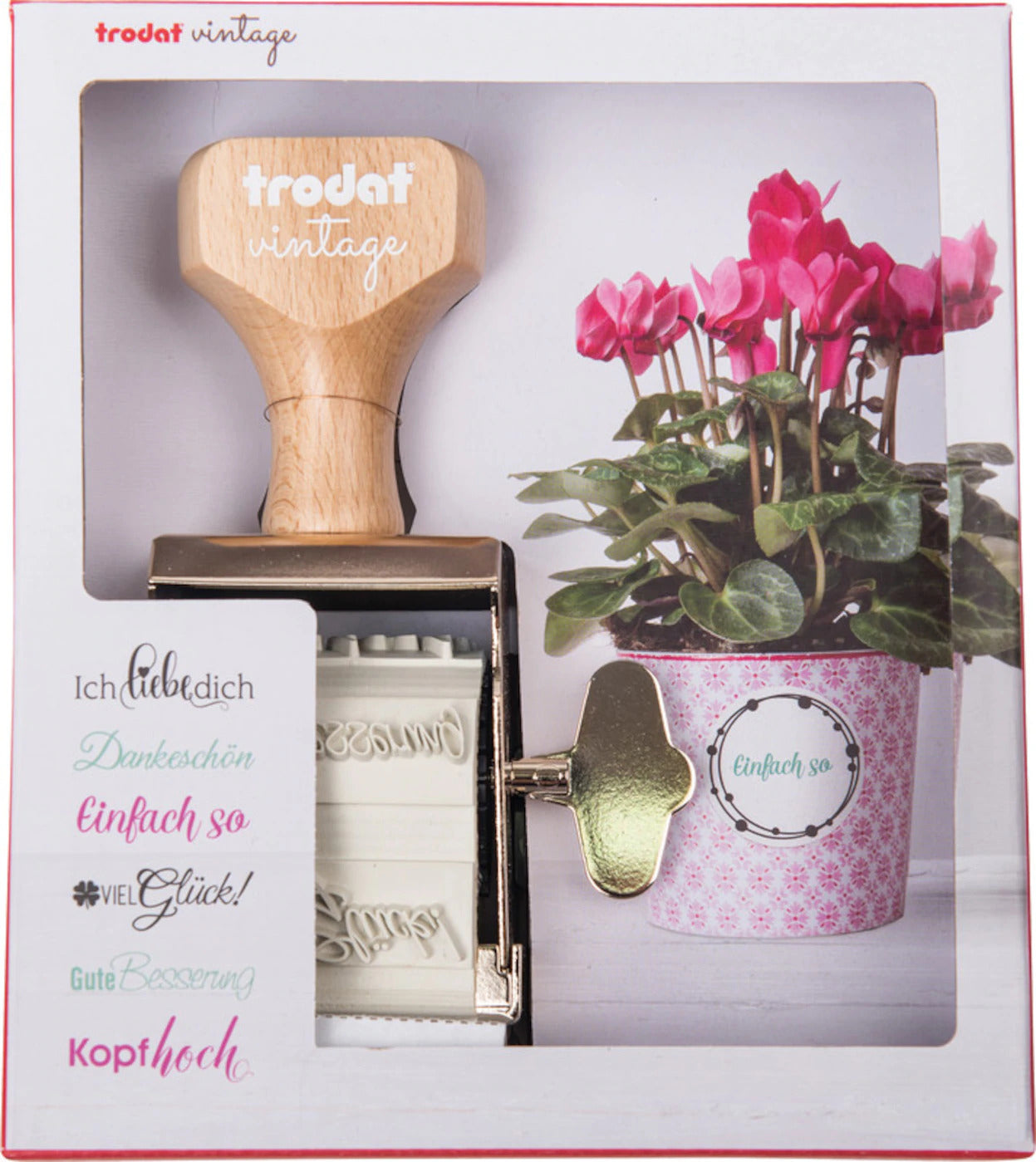 Trodat Stempel – Glückwünsche – 164 × 144 × 54 mm – 3-farbig