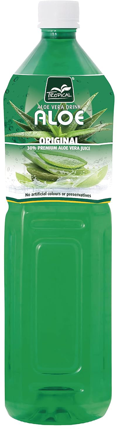 Tropical Aromatisiertes Wasser Natural, Aloe Vera – 12 × 1,5 l, mit Aloe-Vera-Stückchen