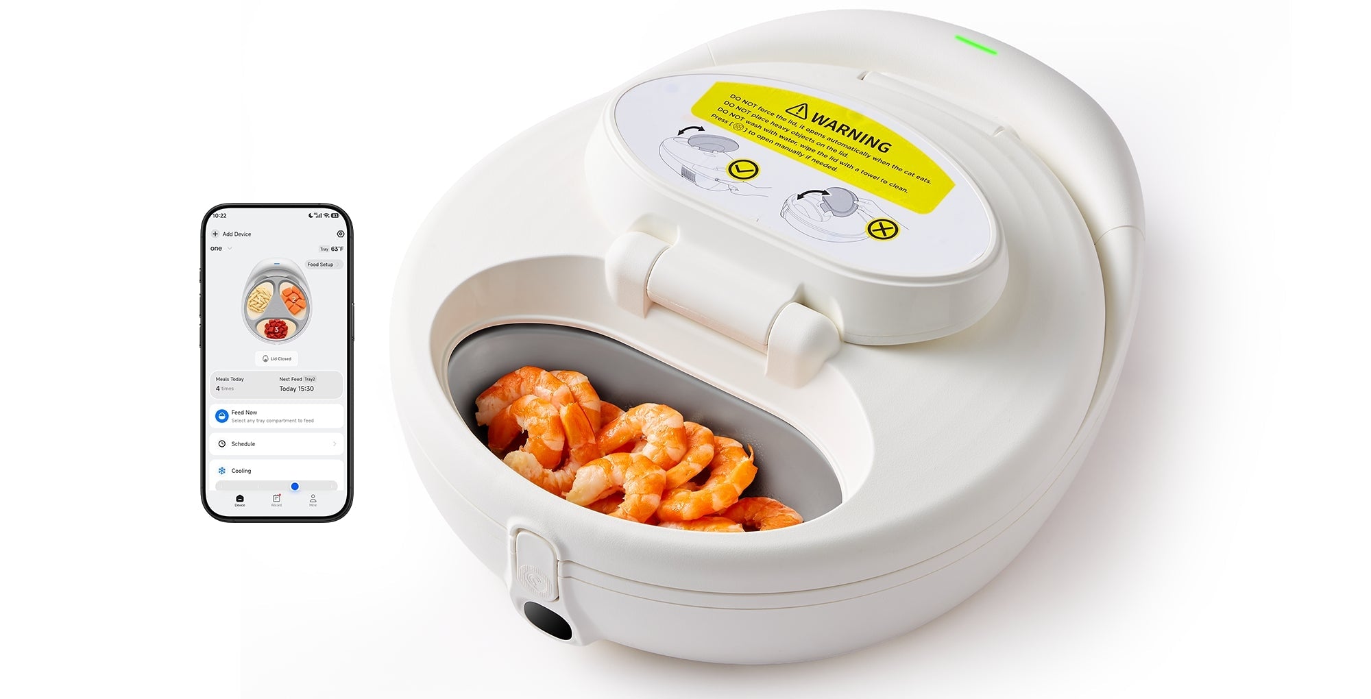 Ubpet F21 – Zubehör – Smart-Futterautomat – 3×300 ml, Warm-/Kühlfunktion – für Katzen, kleine Hunde
