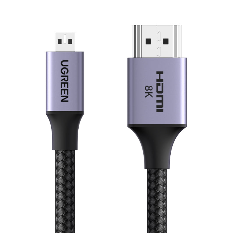 Ugreen Micro-HDMI auf HDMI Kabel HDMI 2.1 8K 60 Hz – 2 m – geflochten – für Kameras, Raspberry Pi und Tablets