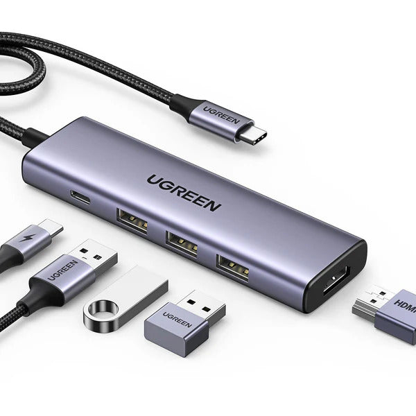 UGREEN 15596 Multiport-Adapter – USB-C, 1× HDMI, 3× USB-A, 1× USB-C, 100 W PD, für Windows/Mac/ChromeOS