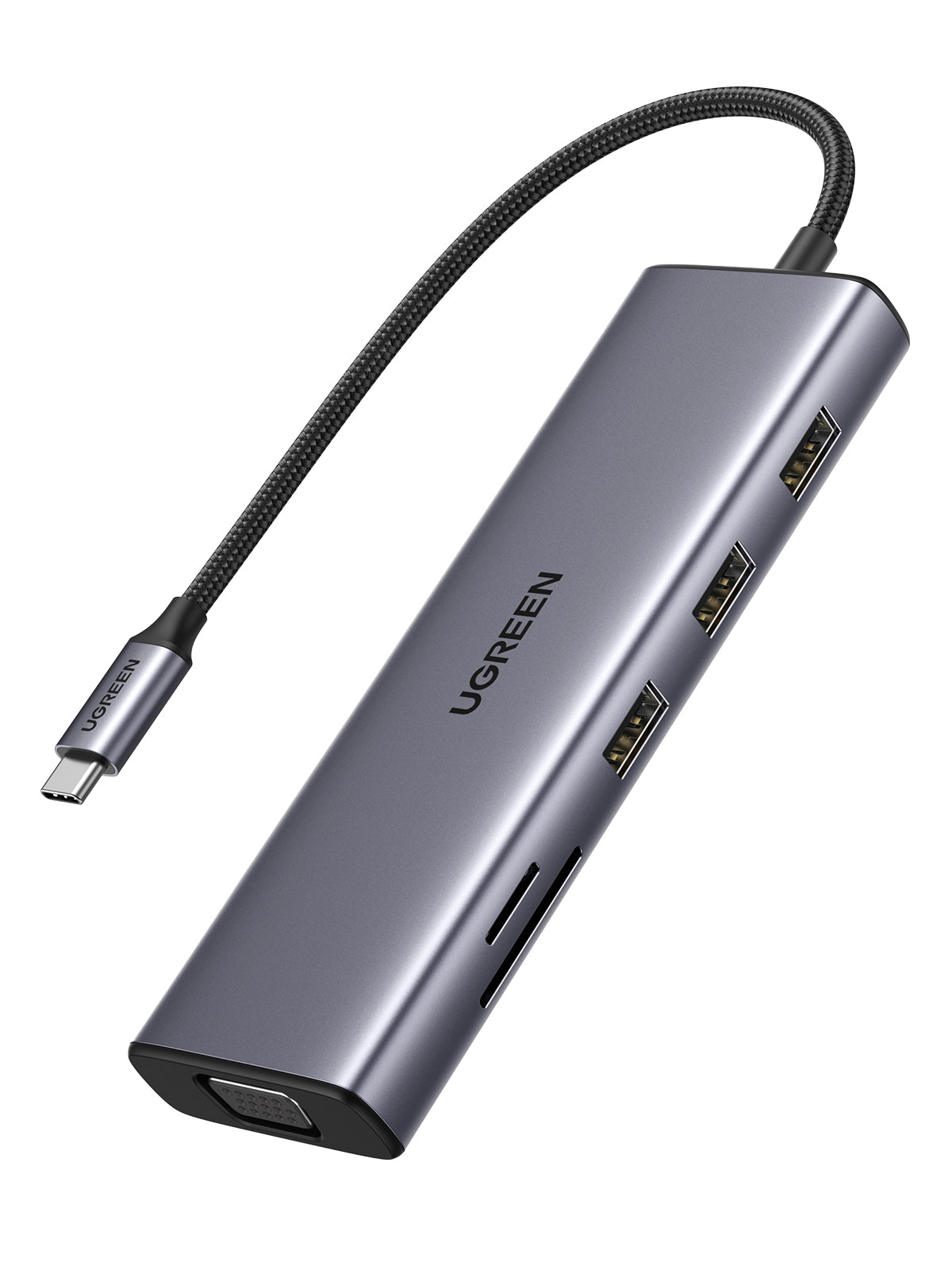 Ugreen 15601 Multiport-Adapter – USB-C, 1× HDMI, 1× VGA, 3× USB-A, 100 W PD, SD/microSD, 3,5 mm Audio