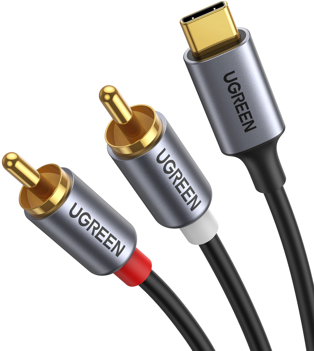 Ugreen 20193 Audio-Kabel USB-C zu 2× RCA – 1,5 m, vergoldete Kontakte, mit Chip