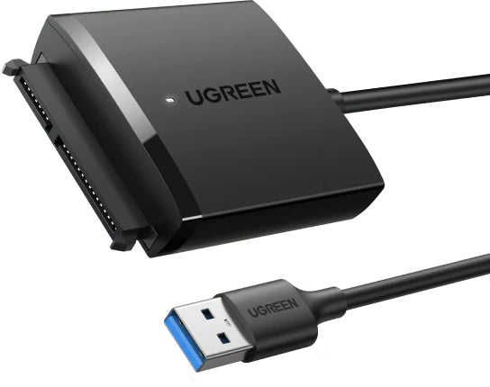 Ugreen 20611 USB 3.2 Gen 1 (5 Gbit/s) zu SATA III Kabel – 0,5 m, 12 V/2 A, für 2,5"/3,5" SATA HDD/SSD, Schwarz
