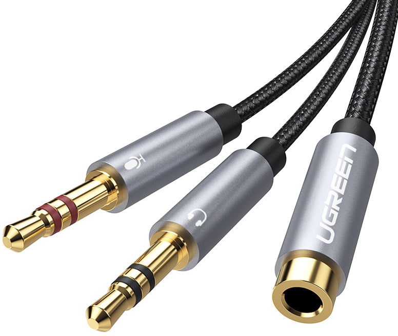 Ugreen 3,5-mm-Splitterkabel – 3,5-mm-Buchse auf 2× 3,5-mm-Stecker – 0,2 m, für Headsets mit Mikrofon