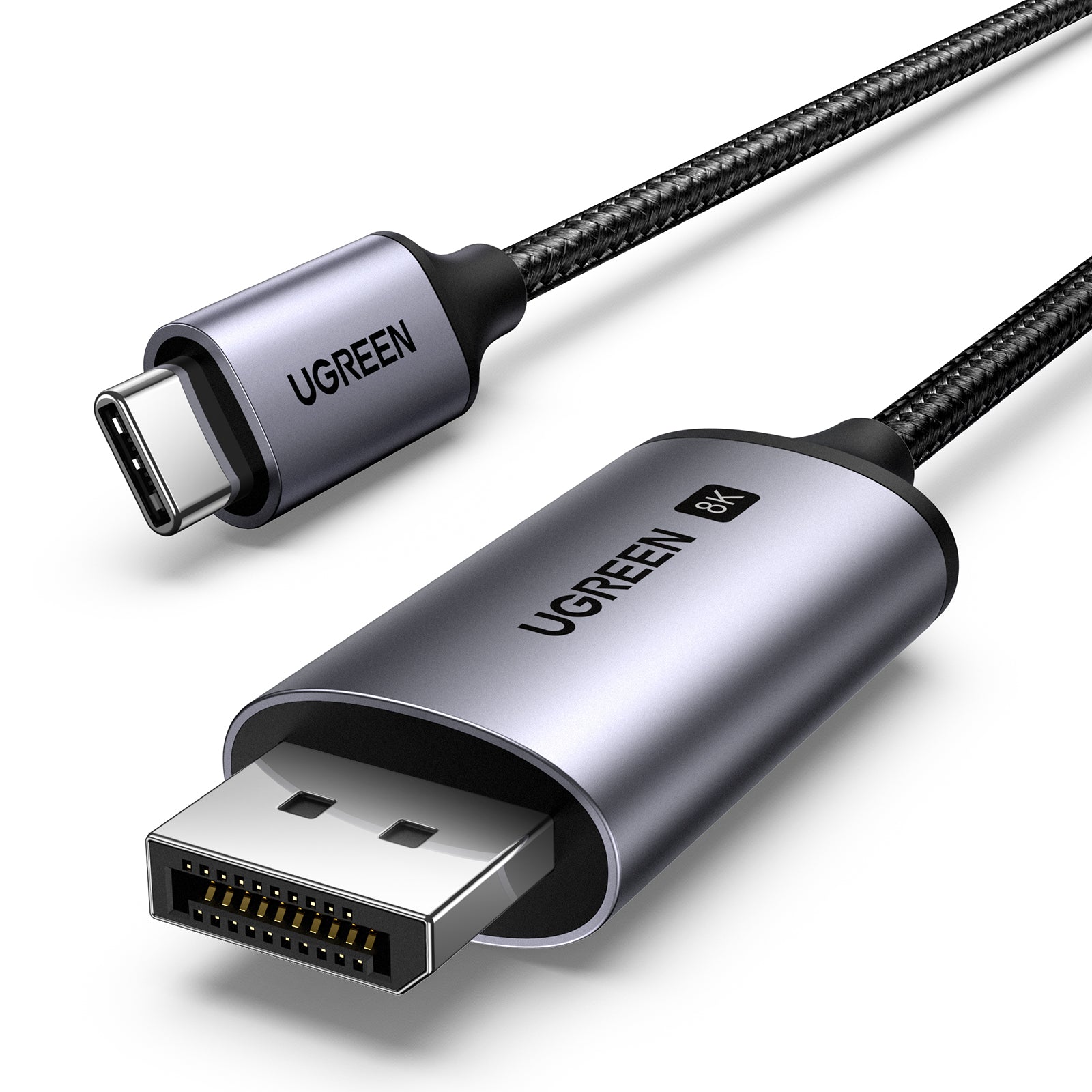 Ugreen USB-C-auf-DisplayPort-Kabel DP 1.4 8K 60 Hz – 2 m – HDR, geflochten – für Geräte mit USB-C (DP Alt Mode)