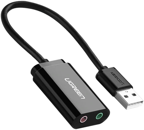 Ugreen 30724 USB-Soundadapter – 2,0 Kanäle, Kopfhörer & Mikrofon, 0,15 m, USB 2.0, für Windows/Mac/Linux/PS4