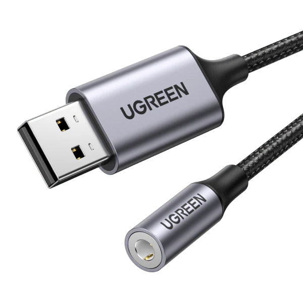Ugreen 30757 Audio-Adapter USB-A zu 3,5 mm (TRRS) – USB 2.0, DAC, Mikrofon, 25 cm