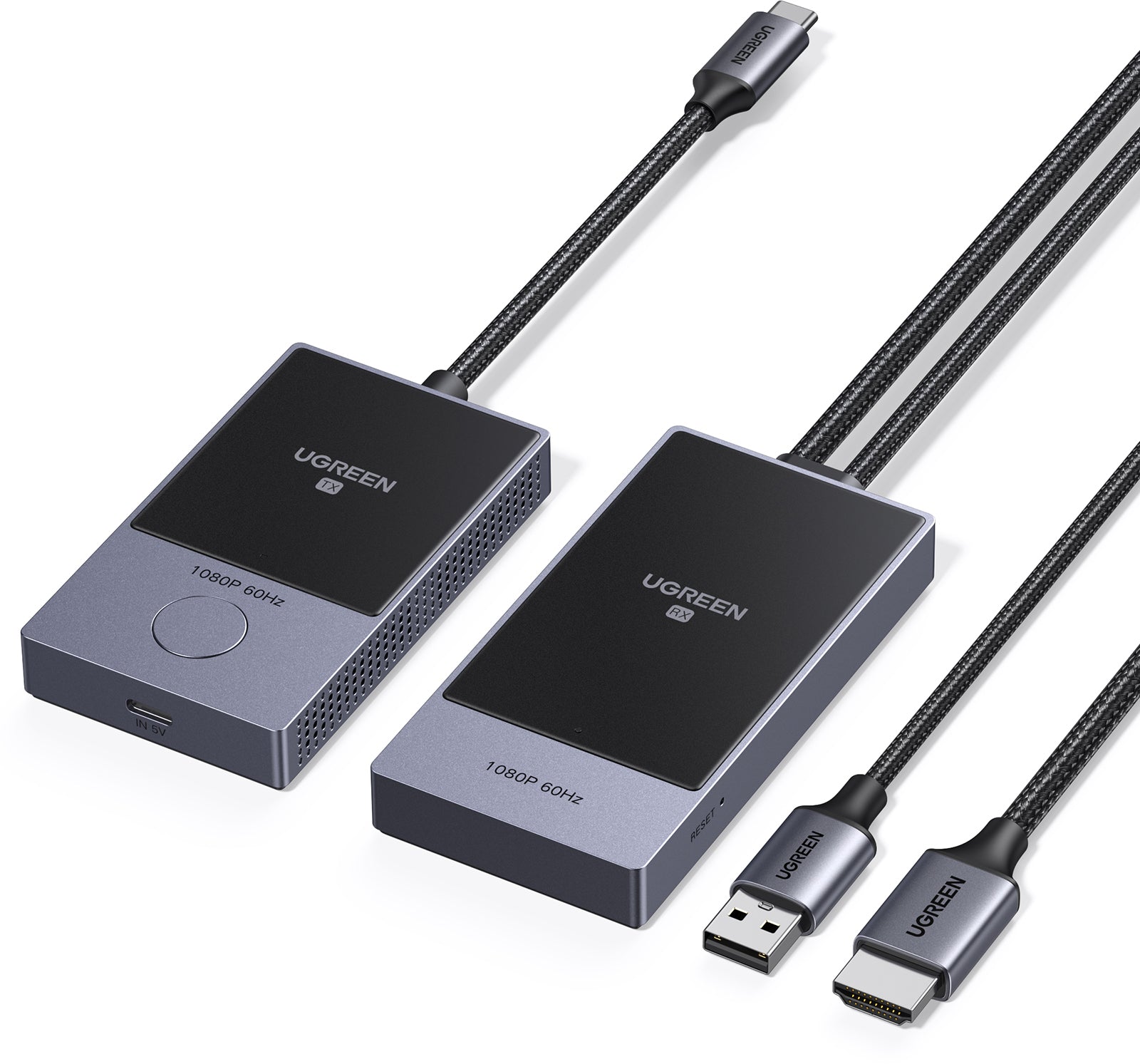 Ugreen 35031A – Kabelloses HDMI-Extender-Set, 1080p@60 Hz, 50 m, USB-C TX/HDMI RX, für USB-C mit DP Alt Mode