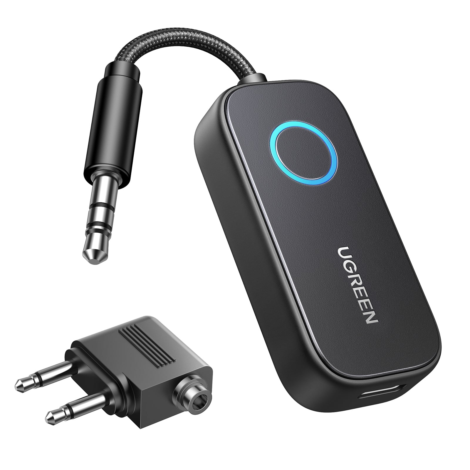Ugreen 35222A – Bluetooth Adapter 5.2 (Tx/Rx) – für TV/Flugzeug-Audio & Kopfhörer – 3,5 mm/USB-C