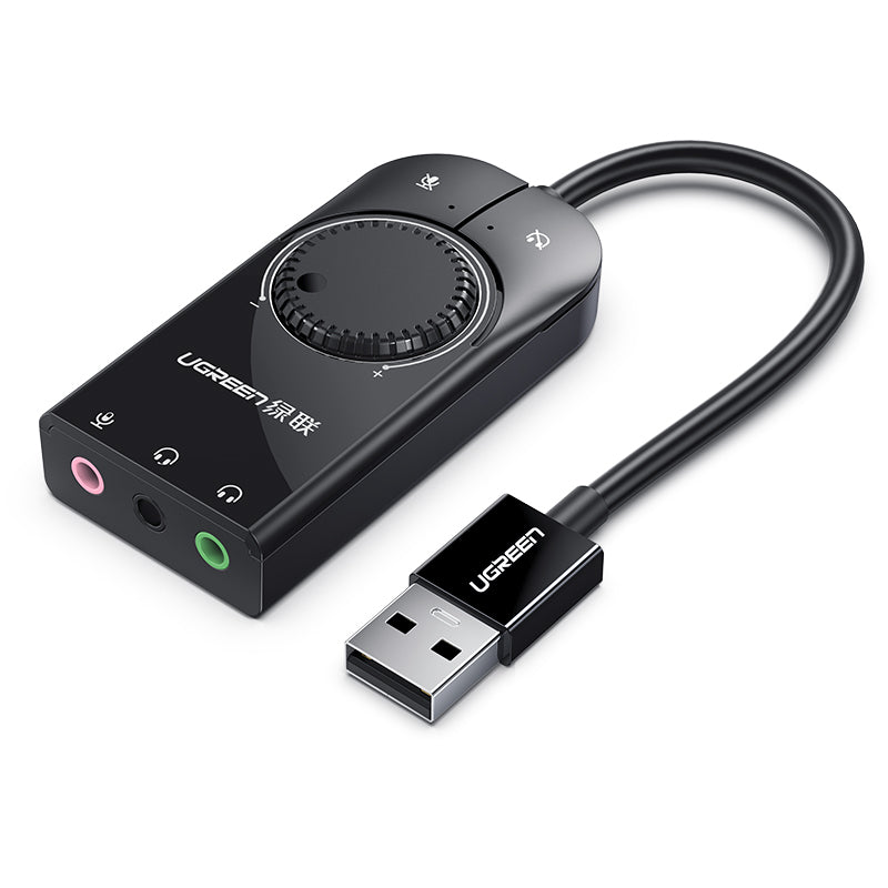UGREEN 40964 Externe USB-Soundkarte – Kopfhörer- und Mikrofonanschluss, 0,15 m – für Windows XP–10, macOS, Linux
