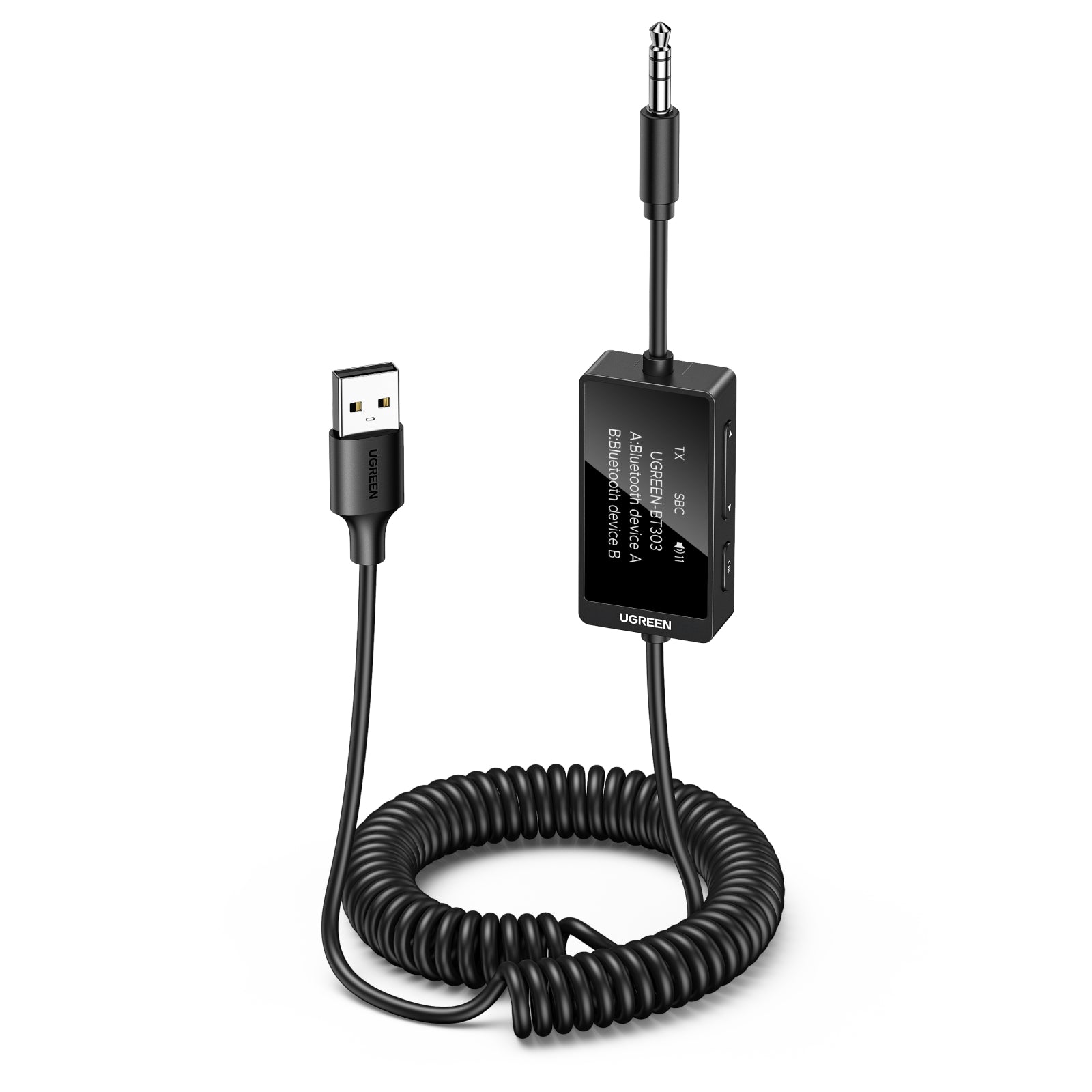 Ugreen 45236 – Bluetooth Audio-Adapter (Tx/Rx) – USB-A (Strom) – Bluetooth 5.4, geringe Latenz – Schwarz