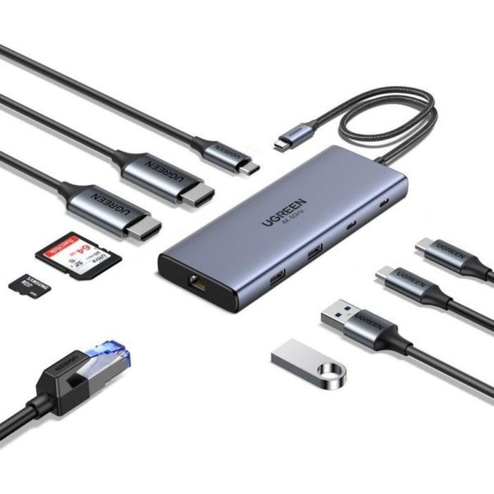 Ugreen REVODOK PRO 10 Multiport-Adapter – USB-C, 2× HDMI, 1× USB-A, 100 W PD, GbE, SD