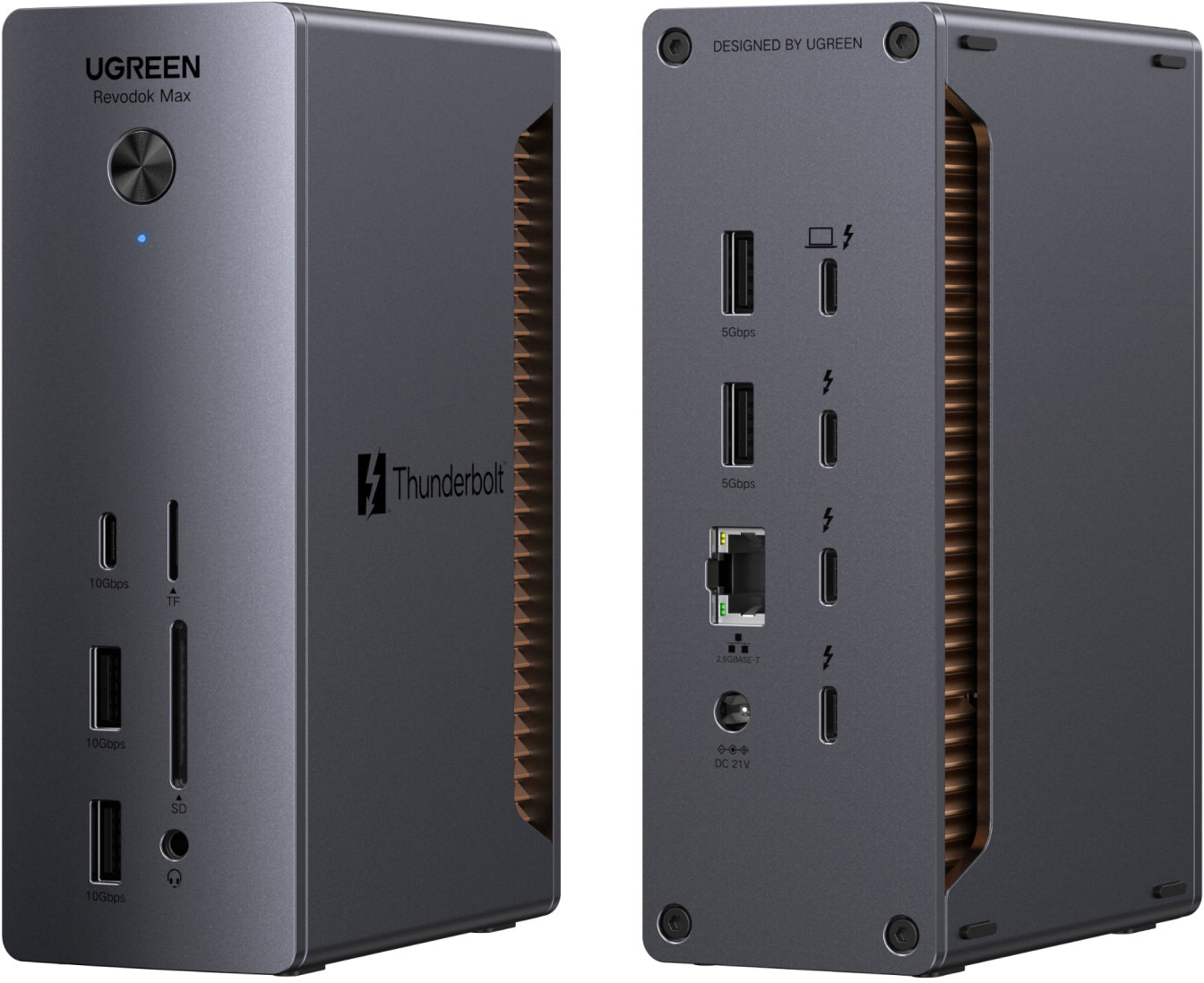 Ugreen 45790A Dockingstation – Thunderbolt 5, 4× USB-A, 1× USB-C, 140 W PD, 2,5GbE, für Windows/Mac
