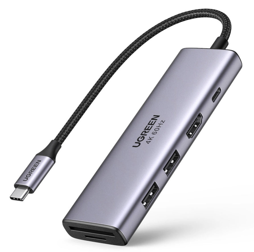 Ugreen 60384 Multiport-Adapter – USB-C, 1× HDMI, 2× USB-A, 100 W PD, SD/microSD