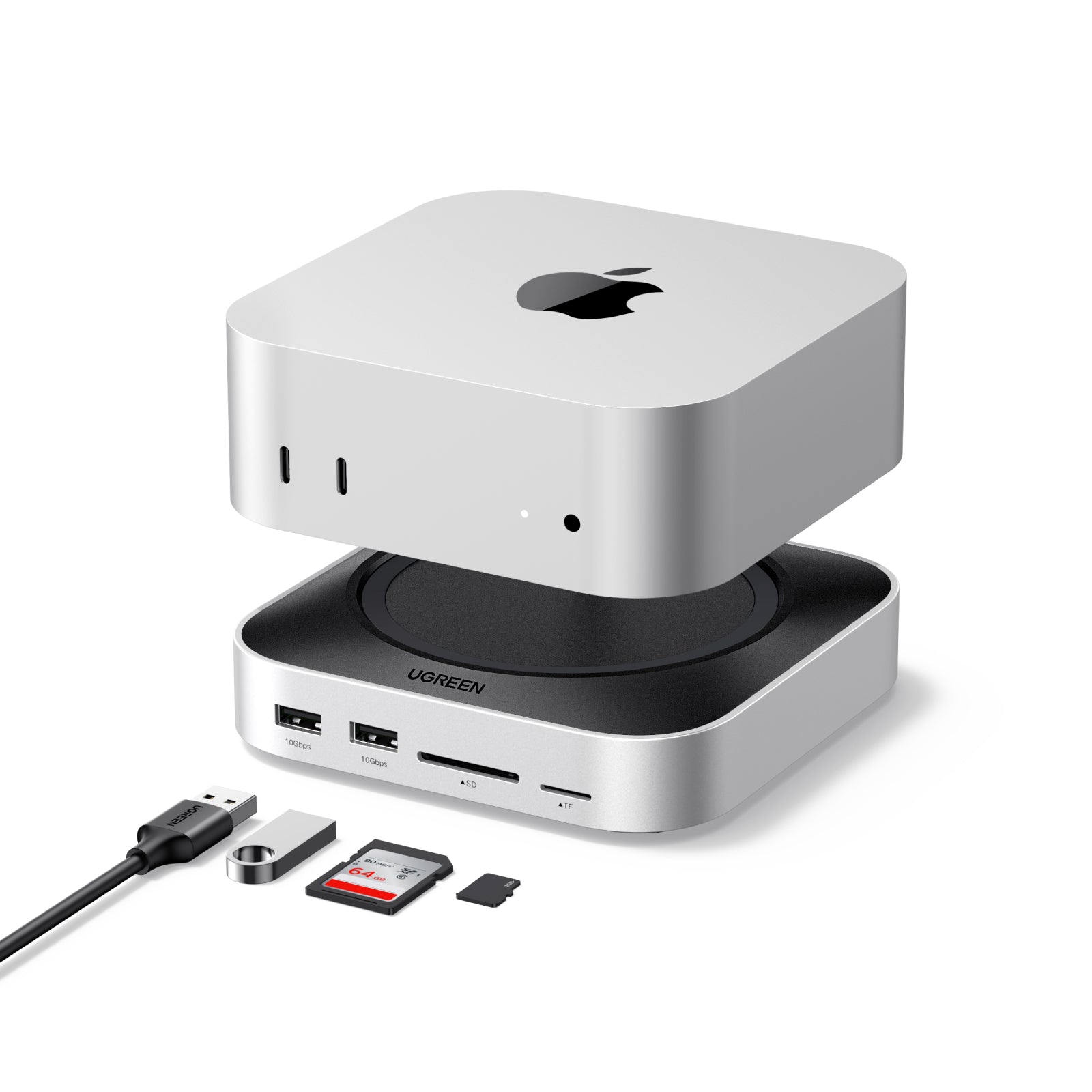 Ugreen 65487 Dockingstation – USB-C, 5× USB-A, 15 W PD, SD/microSD, für Mac mini (M4, M4 Pro)