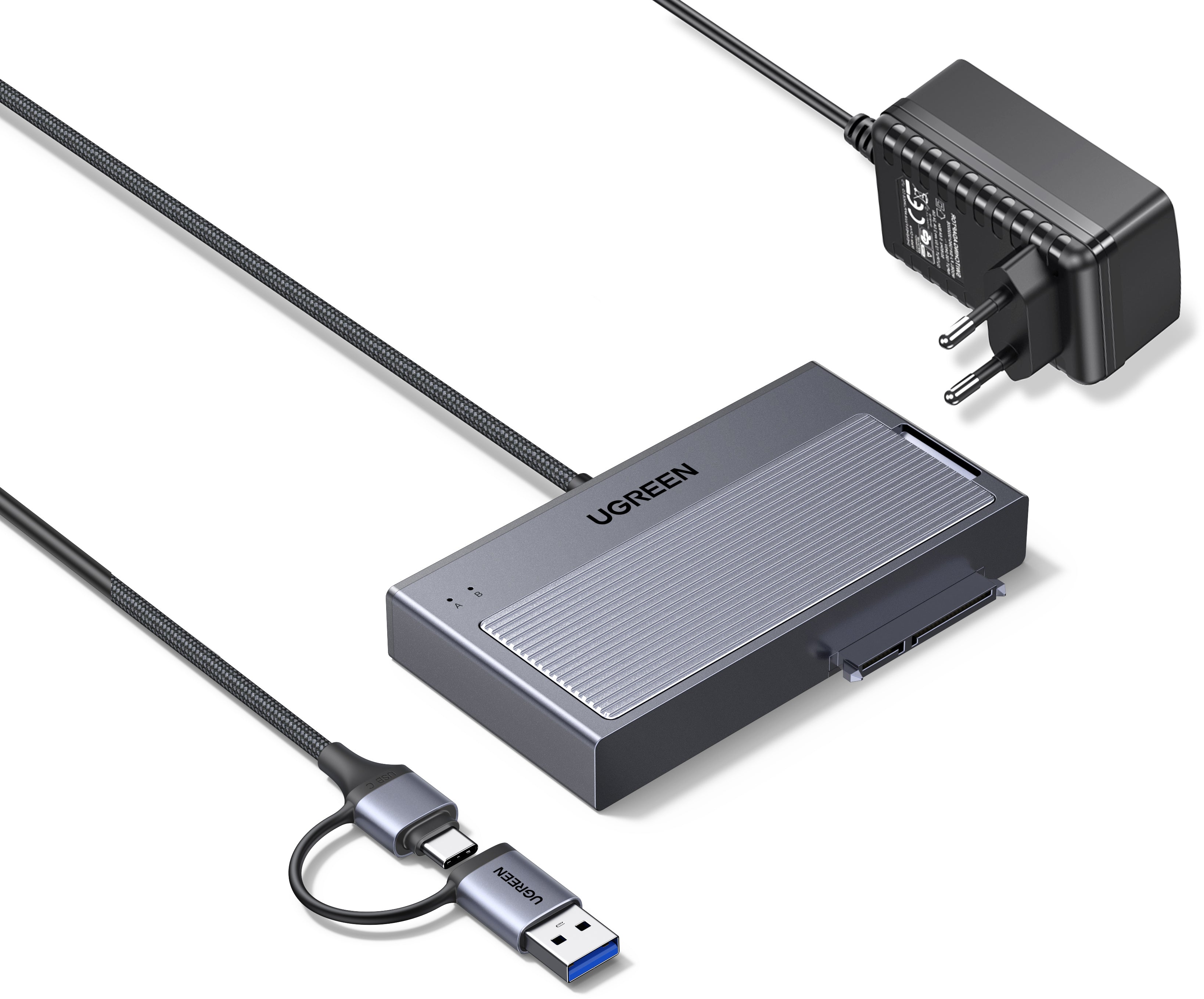 Ugreen 75621EU SATA-Adapter 2-in-1 USB zu M.2 NVMe / SATA – USB 3.2 Gen 2 (10 Gbit/s), für M.2 NVMe & SATA